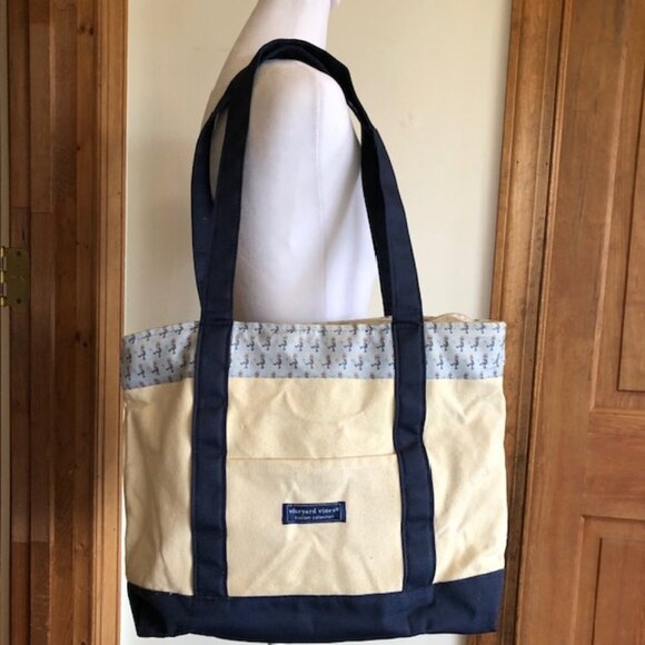 Vineyard Vines Handbags - VINEYARD VINES Classic Canvas Uncle Sam Tote Bag Blue & White 17"